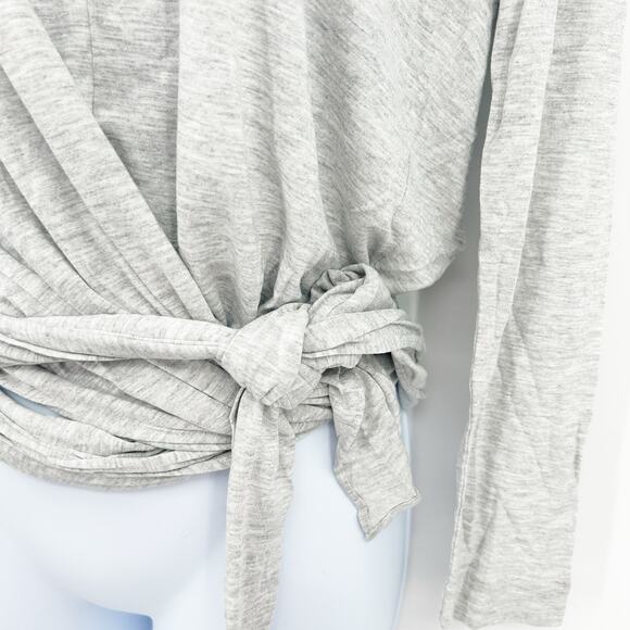 NWT J.Crew Womens Tie Front Crewneck Long Sleeve Tee Top Size S Heathered Gray - Picture 4 of 8